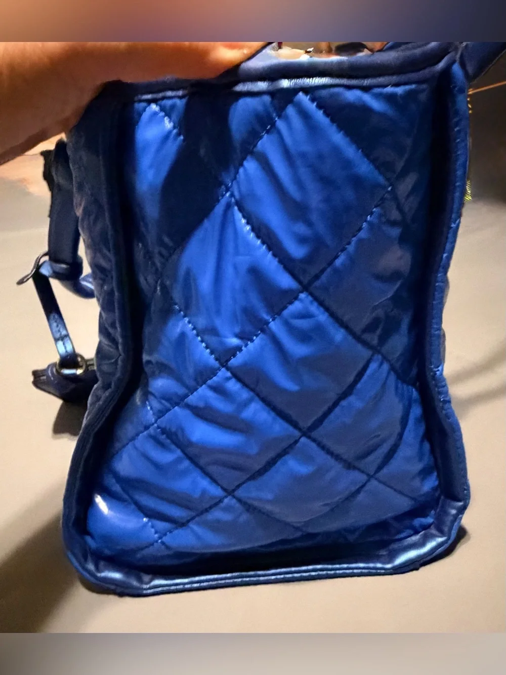 Steve Madden Quilted Royal Blue Tote with Chain Handles